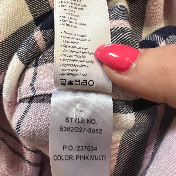 Paige Pink Plaid Button down shirt - Picture 8 of 13